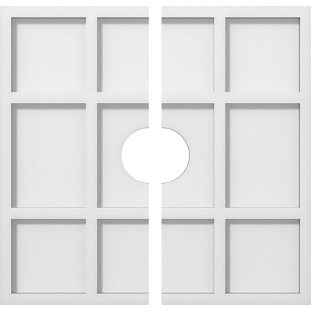 Ekena Millwork Rubik Architectural Grde PVC Contemporary Ceiling Medallion, Two Piece, 16"OD x 3"ID x 5 1/2"C x 1"P CMP16RK2-03000